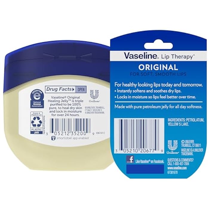 Vaseline Original Healing Jelly, Skin Protectant with 100% White Petrolatum + Original Lip Therapy for Soft, Smooth Lips - Image 2